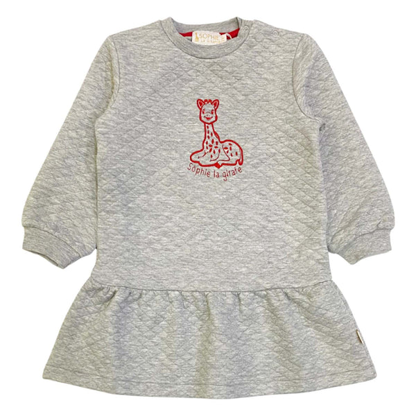 Baby Girls Grey Embroidered Logo-print Dress