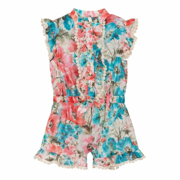 Girls Multi Color Cotton Jumpsuit