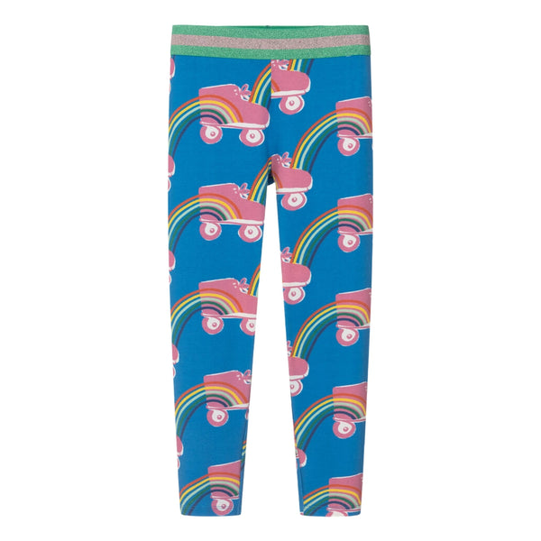 Girls Blue Cotton Roller Skates Leggings