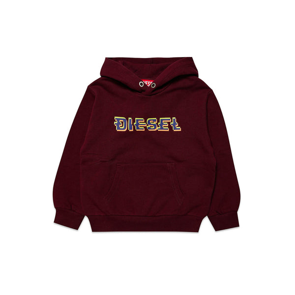 Boys Wine Three-Dimensional Logo Hoodie