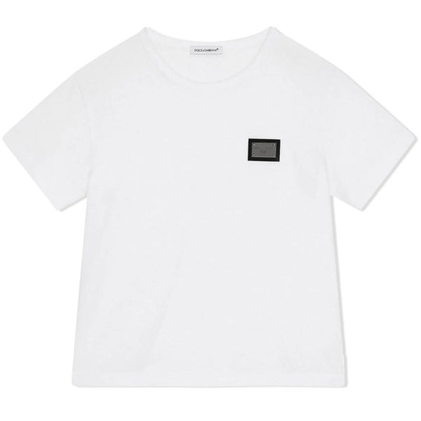 Boys White Logo-Plaque T-Shirt
