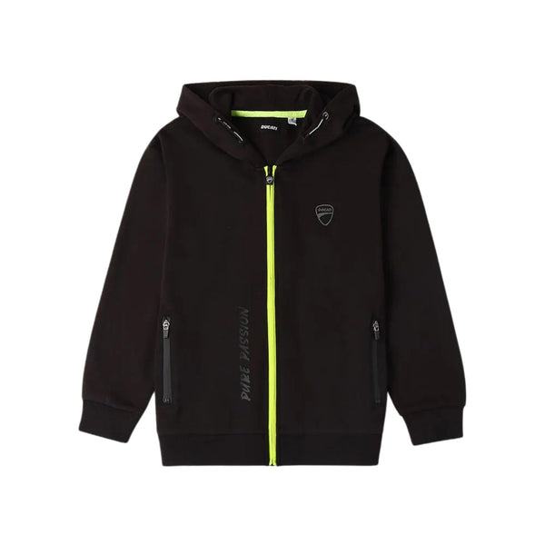 Boys Black Logo-Print Zip-Up Hoodie