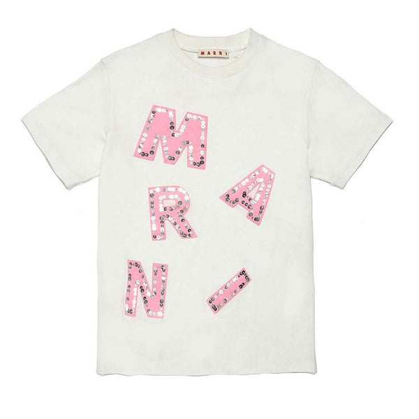 White T-Shirt With Front Logo Patch