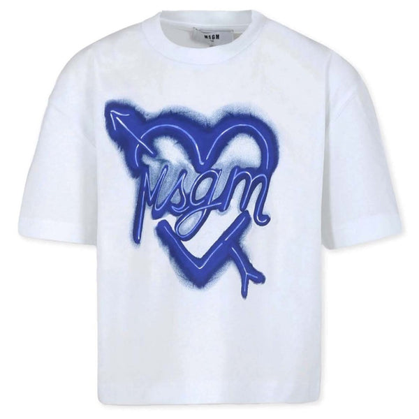 Girls White Logo-Print Cotton T-shirt