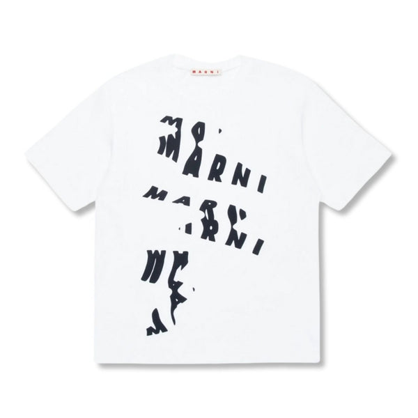 Unisex White Melted-Logo Cotton T-Shirt