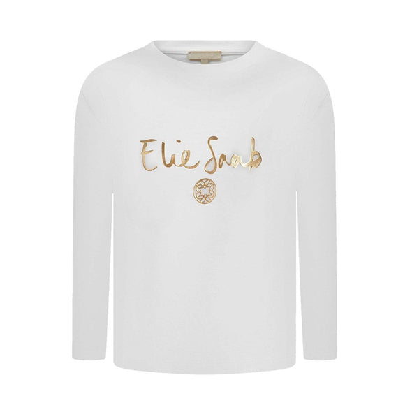 Girls Golden Logo White T-shirt