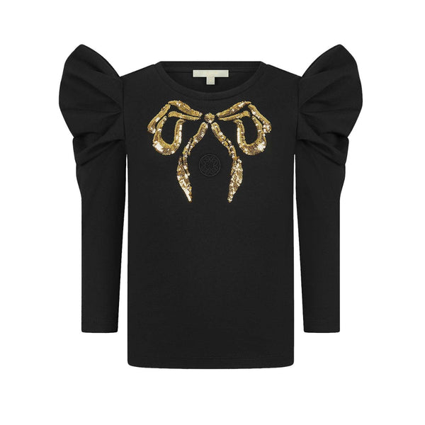 Sequins Bow Embroidered T-shirt