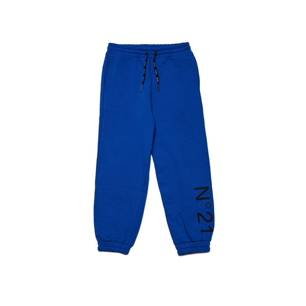 Kids Blue Fleece Logo Print Trouser