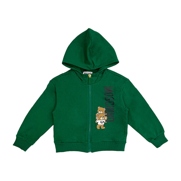 Unisex Green Cotton Zip-Up Hoodie