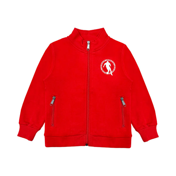 Boys Red Logo-Print Zip-Up Sweatshirt