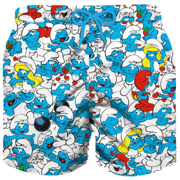 Boy Swim Shorts With Smurf All Over Print