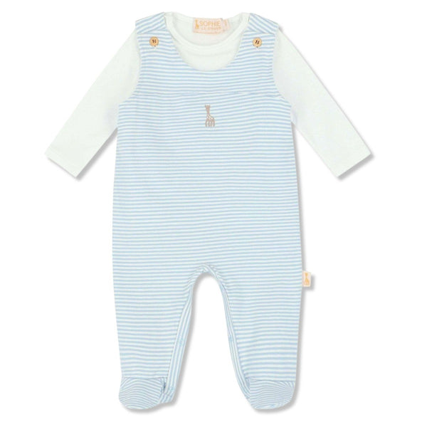 Baby Boys White & Blue Cotton Romper