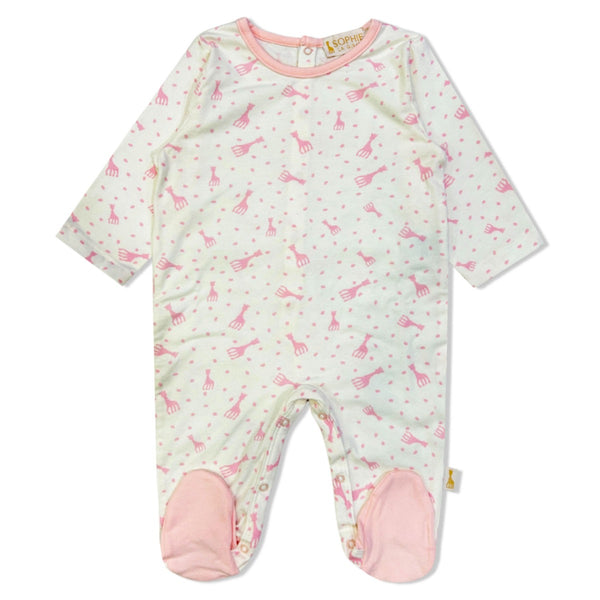 Baby Girl Ivory & Pink Logo-Print Romper
