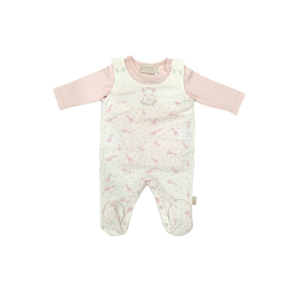 White & Pink Logo Printed Romper with Pink T-Shirt