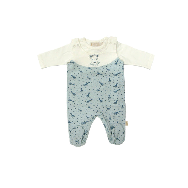 Blue Logo Printed Romper with White T-Shirt