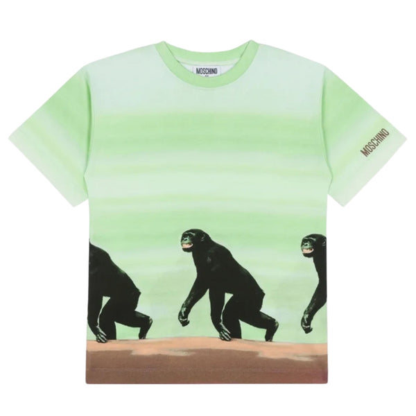 Boys Green Monkey-Print T-Shirt