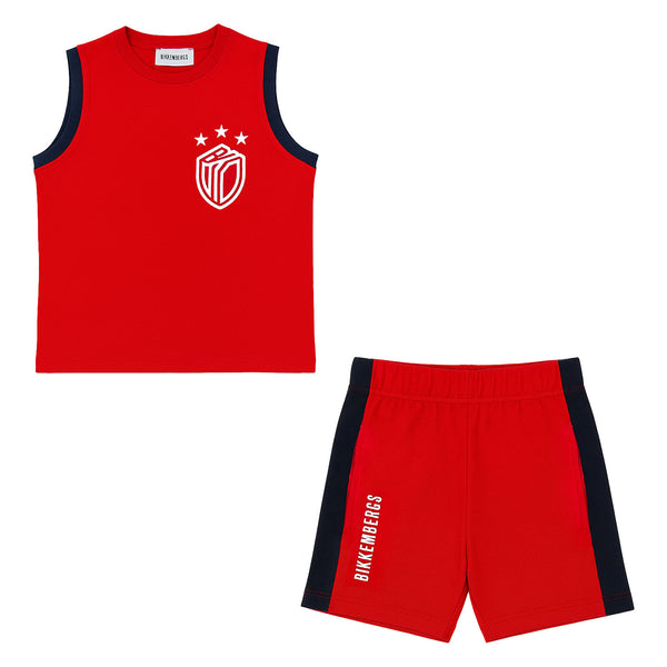 Boys Red Sleeeveless Short Set