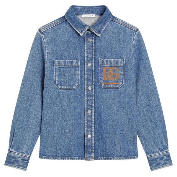 Boys Blue Logo-Print Shirt