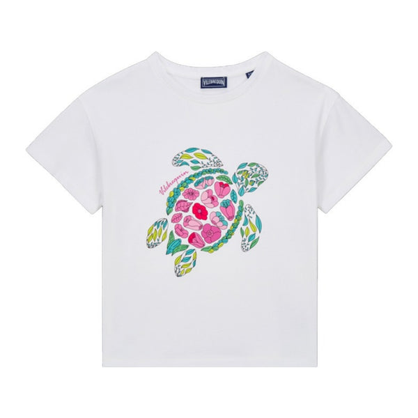 Girls White Provencal Turtle Print T-Shirt