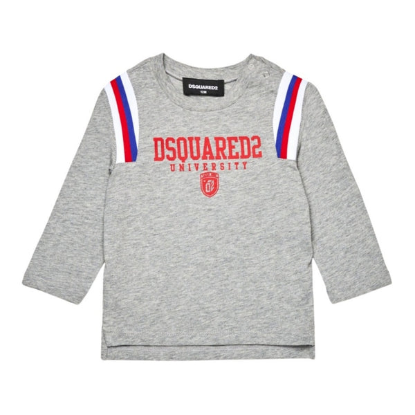 Unisex Grey Logo-Print Full-Sleeves T-Shirt