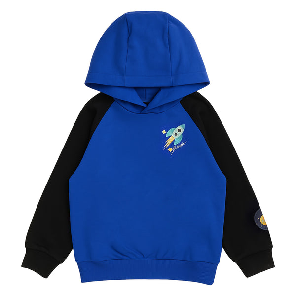 Boys Blue Space Graphic Logo-Print Hoodie