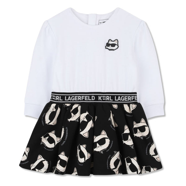 Baby Girls White Logo-Print Dress