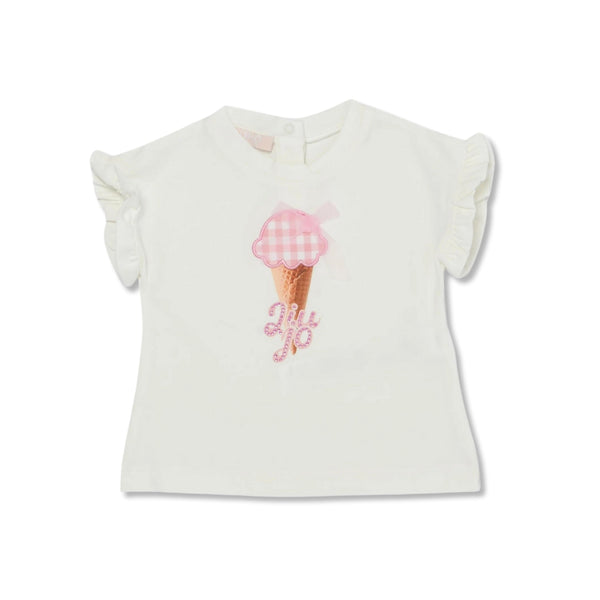 Baby Girls White Ice Cream Patch T-Shirt