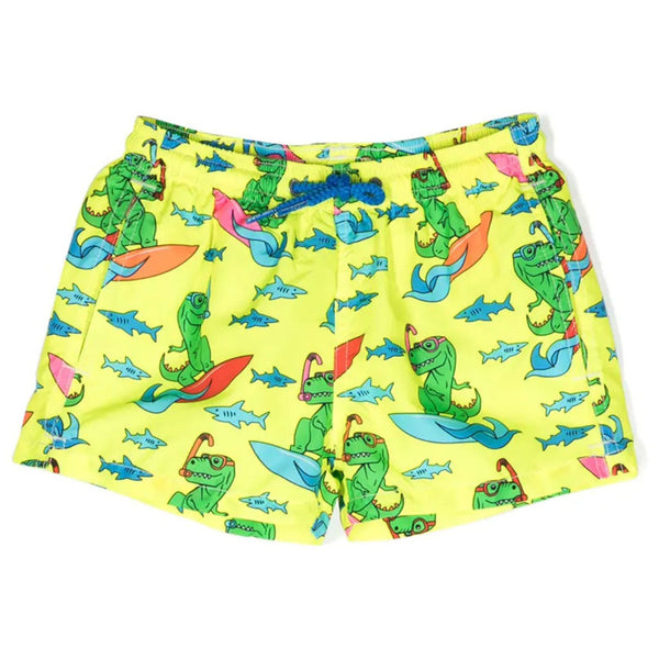 Boy Swim Shorts With Surf Rex Print