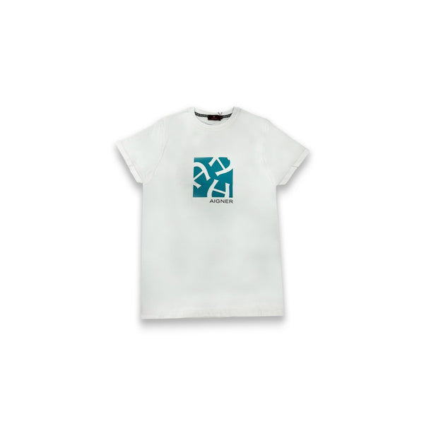 Boys White Logo Print T-Shirt
