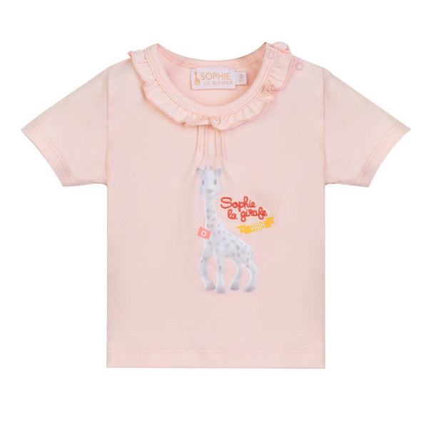 Baby Girl Frill Logo Embroidered Pink T-shirt