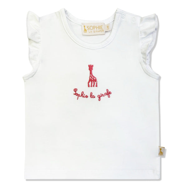 Baby Girls White Embroidery Logo T-Shirt