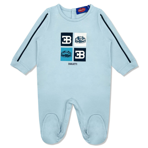 Baby Boys Blue Logo-Print Romper