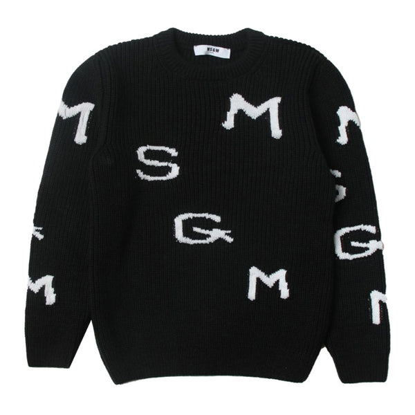 Black Wool Logo Sweater