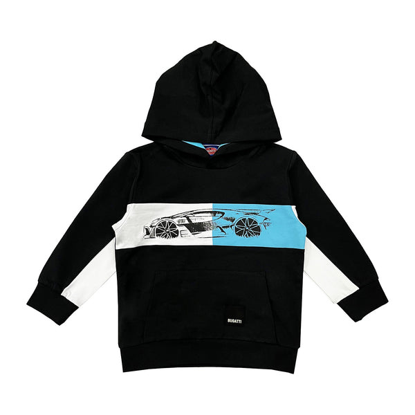 Boys Black Bugatti Car-Print Hoodie
