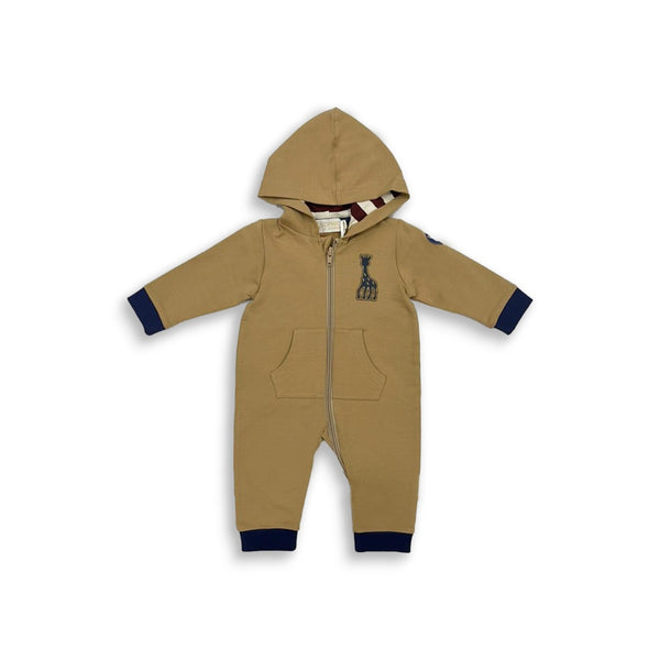 Baby Kids Beige Stripe Hooded Romper
