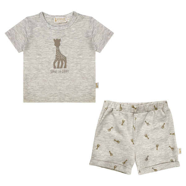 Baby Unisex Beige Logo-Print Shorts Set