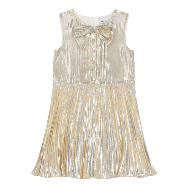 Girls Gold Bow-Patch Dress