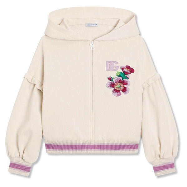 Girls Cream Logo-Print Hoodies