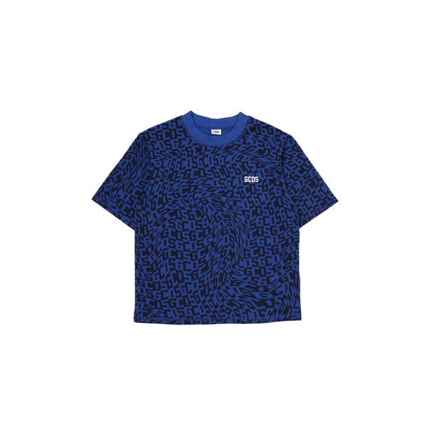 Kids Blue Monogram-Print Jersey T-shirt