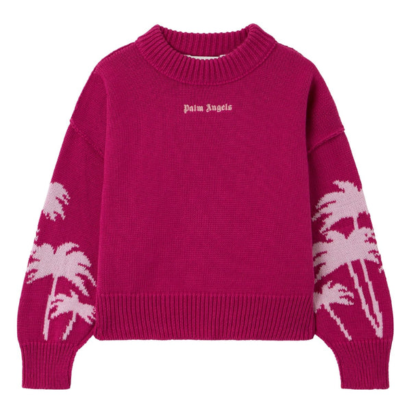 Girls Pink Embroidered Logo-Print Knitted Sweatshirts