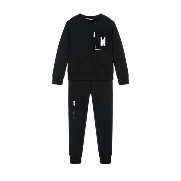 Unisex Black Cotton M-Logo Tracksuit