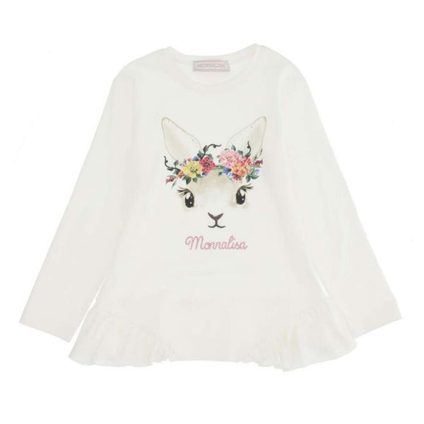 Girls Ivory Floral Bunny T-Shirt