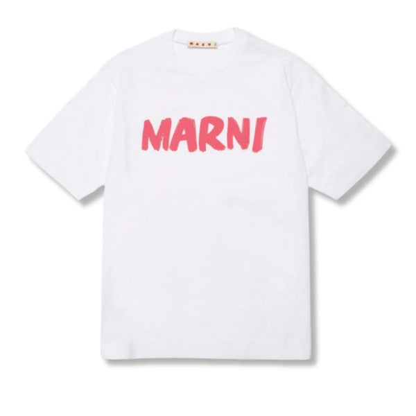 White Jersey T-Shirt With Marni Logo