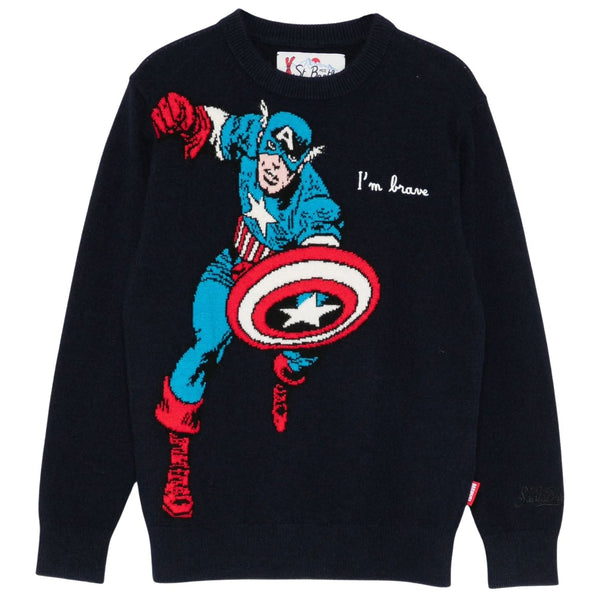 Boys Blue Graphic-Print Sweatshirts