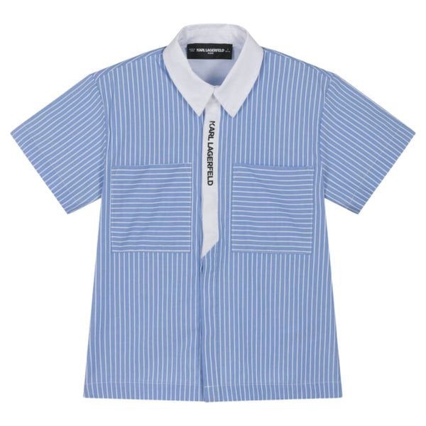 Boys Blue Cotton Striped Shirt