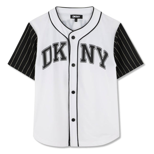 Boys White & Black Baseball Shirt