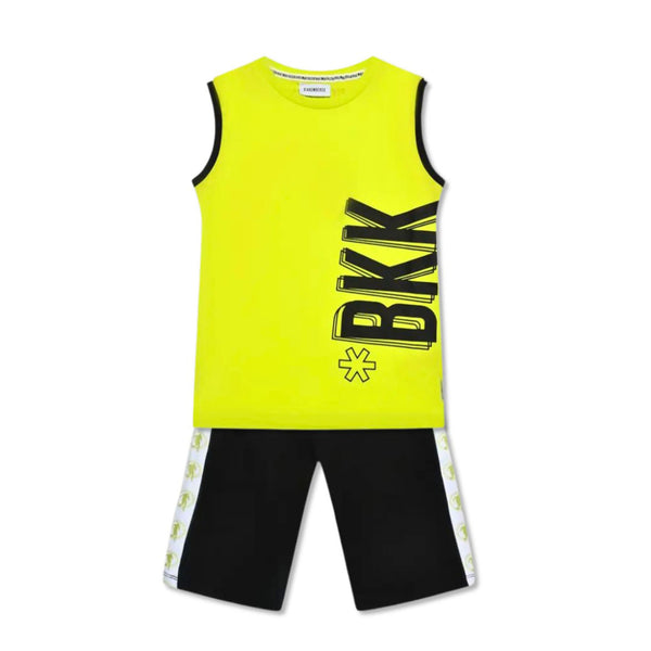 Boys Lime Green Logo-Print Short Set