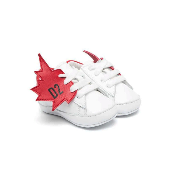 Baby Boys White Logo-Patch Leather Sneakers