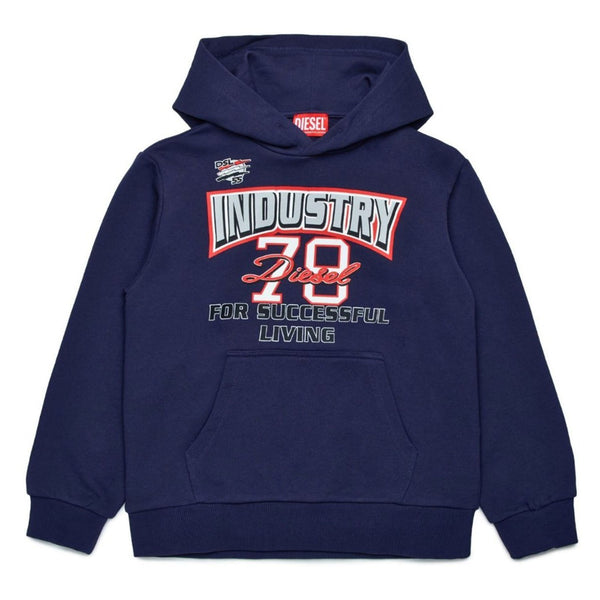 Boys Navy Blue Slogan-Print Hoodie