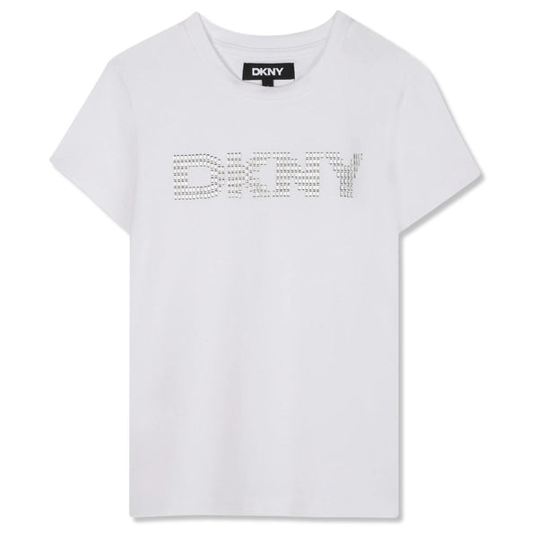 Girls White Logo-Print T-Shirts